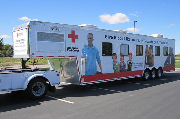Red cross blood drive truck