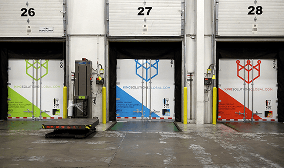 Trucks ready to be loaded in King warehouse